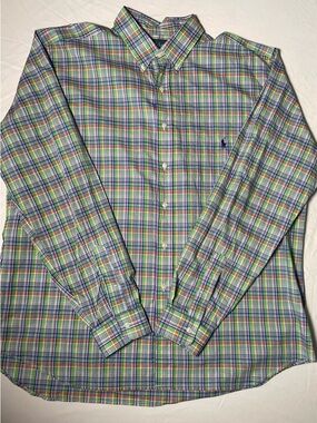 Ralph Lauren Men Classic Fit Plaid Long Sleeve Button Down Shirt XLT Tall